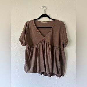 Brown Zara Babydoll Top